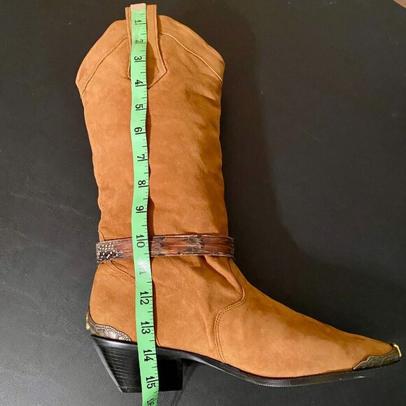 Maine Woods deer skin brown leather eagle harness cowboy boots Women's Size 10M - Picture 9 of 13